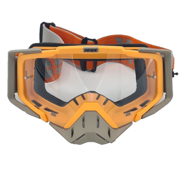 Ski, snowboard, motorcycling, cycling goggles, unisex, orange frame, transparent lens, O11OTN